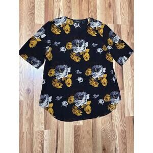 Theory Antazie Black Floral Silk Top M